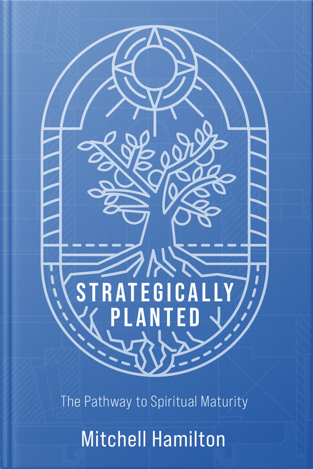 A blue cover of the book, with an illustration of a tree growing up from the ground, reaching towards the sun.